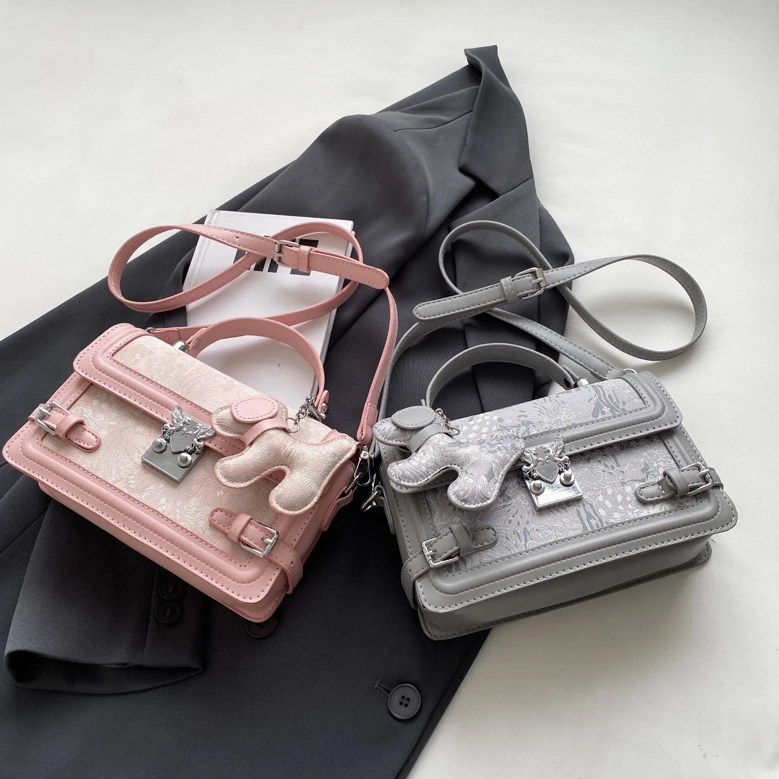 Sac à main bandoulière tendance en cuir PU, imperméable, lot de 3, capacité 2-2,9 L, pour fille, collection 2025
